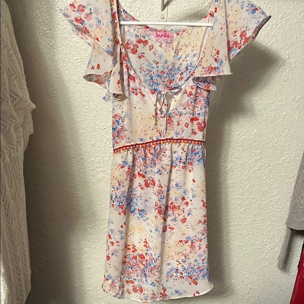 Floral print semi sheer going out top